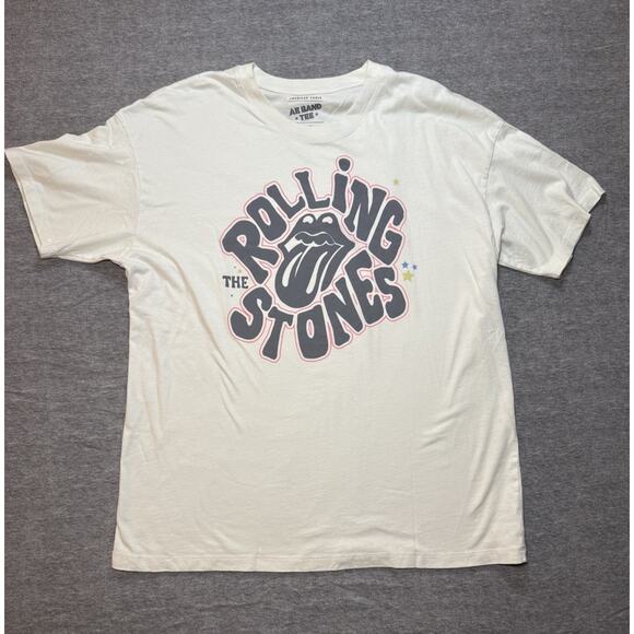 American Eagle Outfitters Tops - American Eagle Women’s Rolling Stones Oversize Band T-Shirt- Medium/Off White